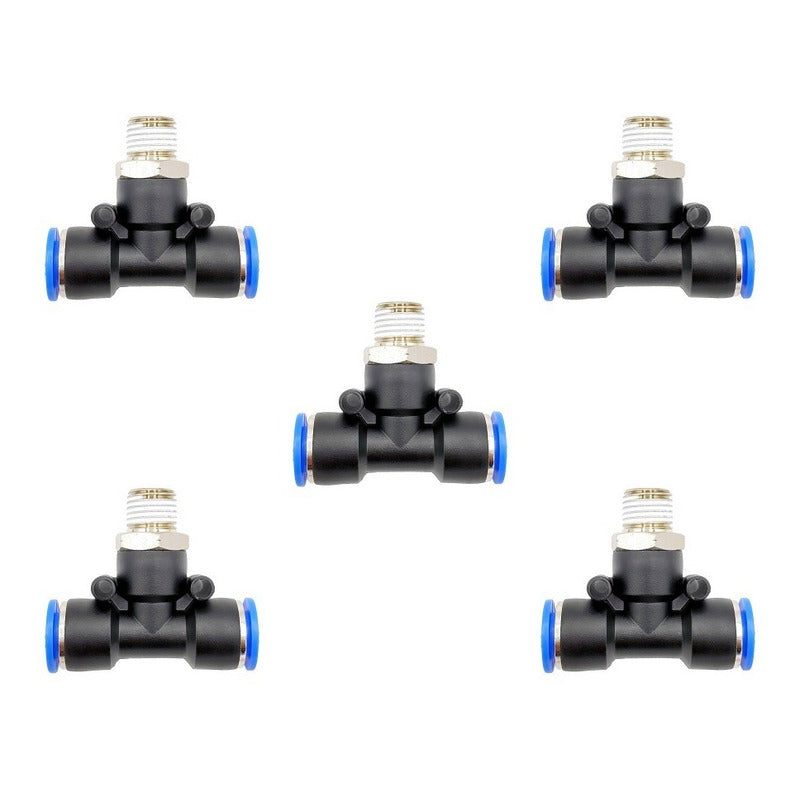 5pz Racor Rápido Neumático En Tee 1/4 Npt X 3/8
