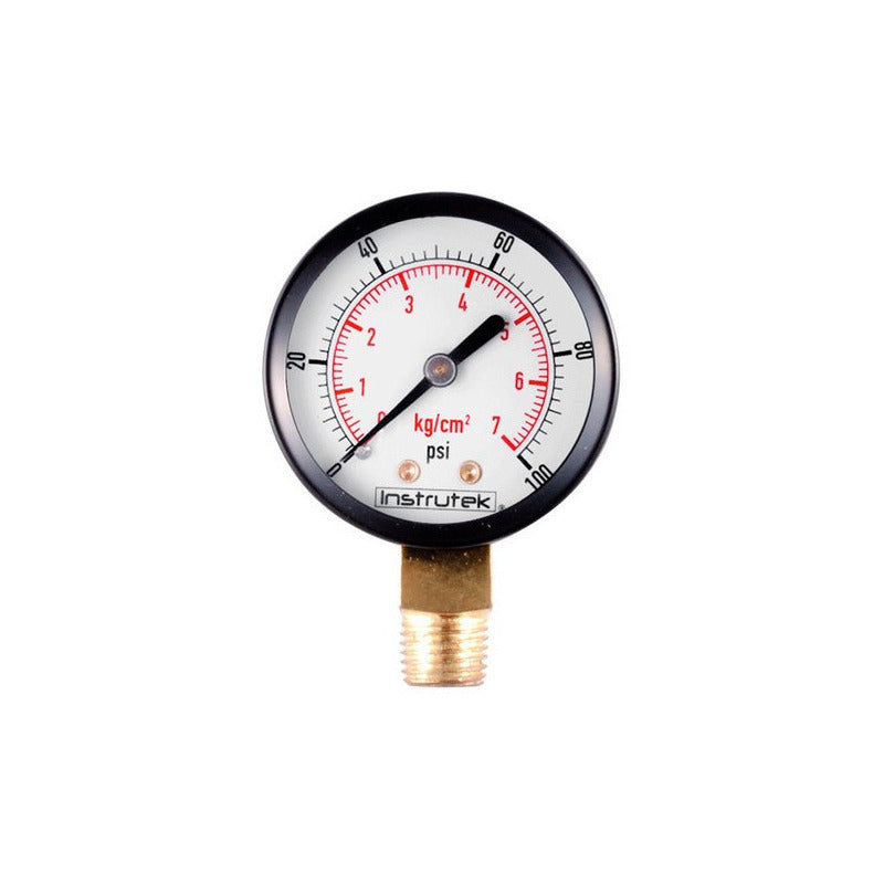 Manómetro Para Compresor Carátula 2, Conex Inf 1/4, 100 Psi