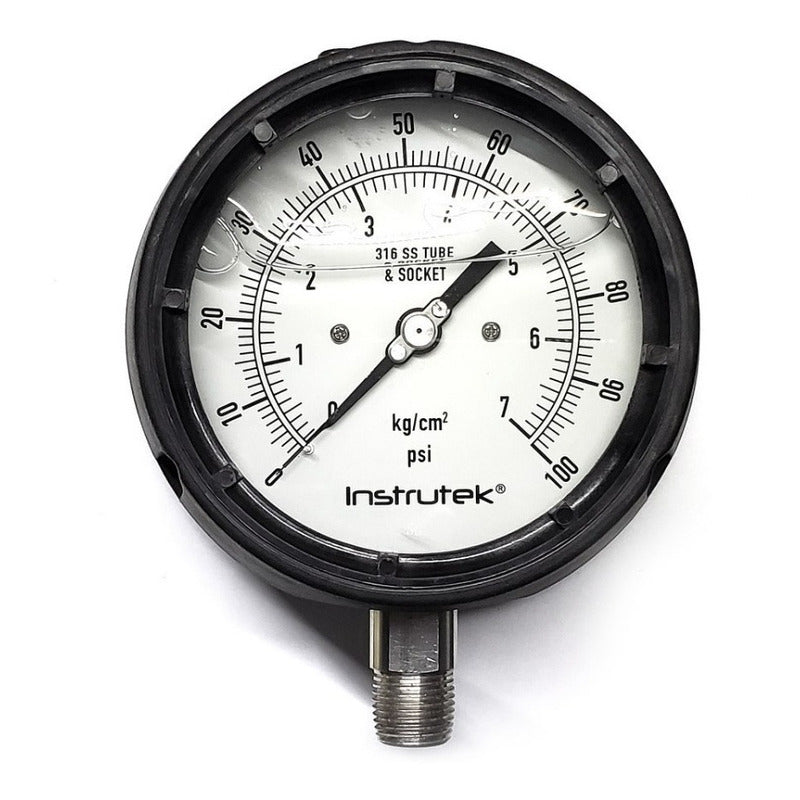 Pressure Gauge Phenolic Stainless Steel Glycerin Case 4.5 IN 100 Psi