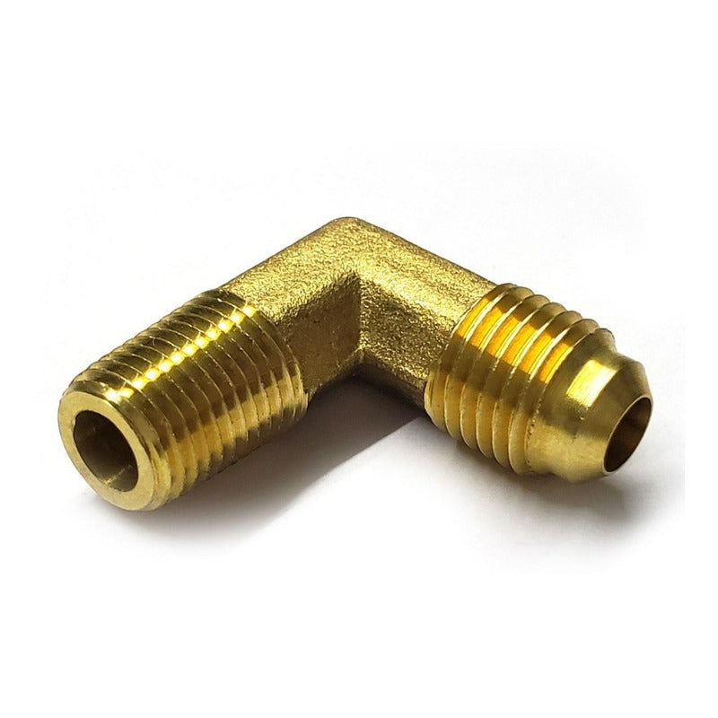 Conector Macho Codo, Latón (dorado) De 1/8  Npt X 1/4  Flare