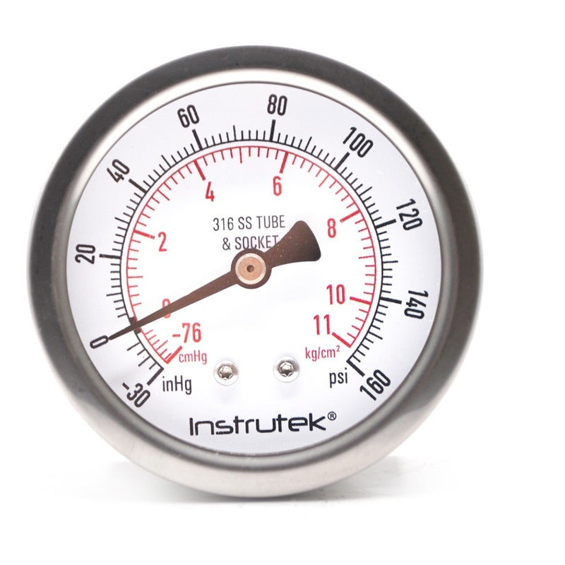 Pressure gauge, Glycerin 2.5 PLG -30 Inhg/160psi, Rear