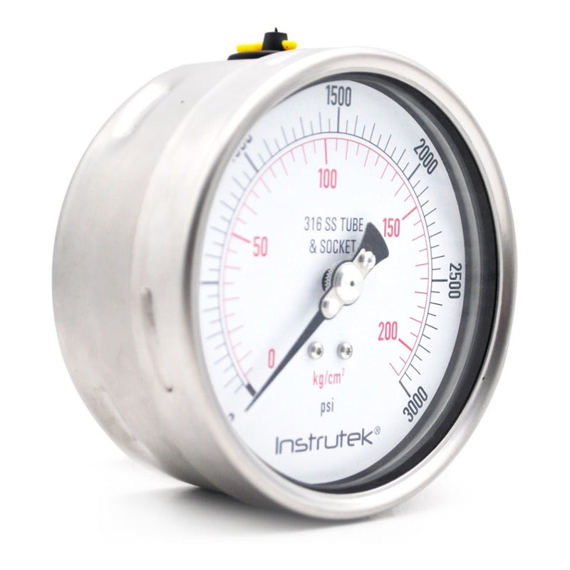 Fully Stainless Steel High Pressure Gauge 4 PLG, 3000 Psi