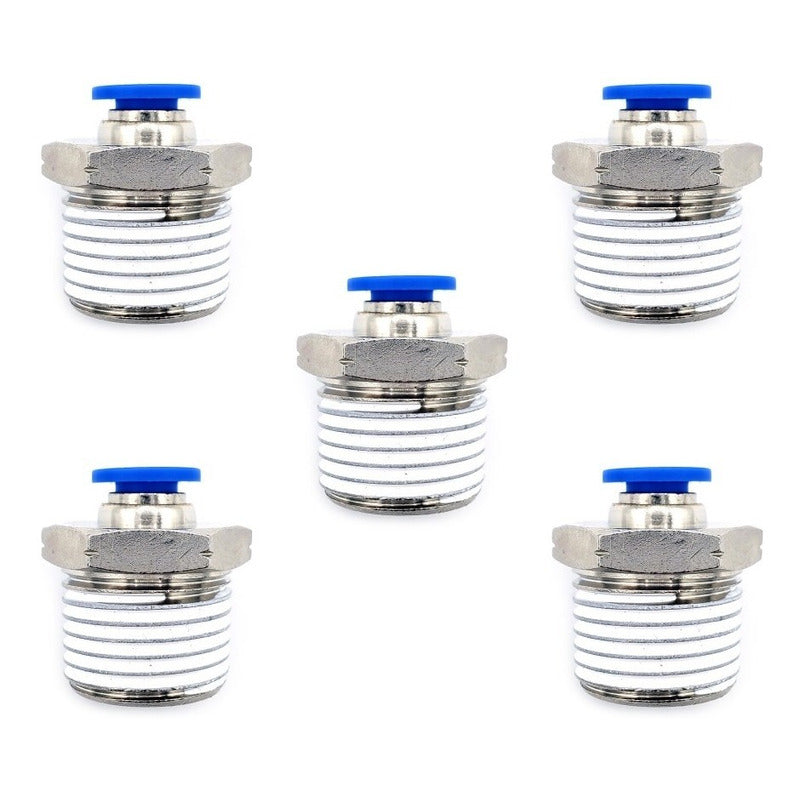 5 Pz De Conector/racor Rápido Neumático Recto 1/2 Npt X 6mm