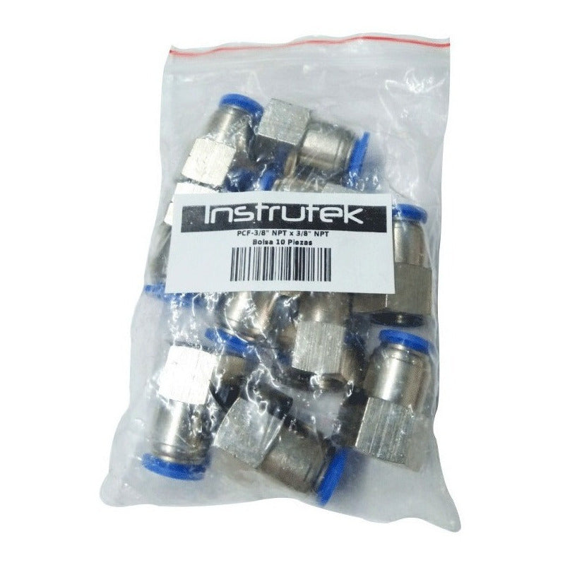 10 Pz De Conector/racor Neumático Recto Hembra 3/8