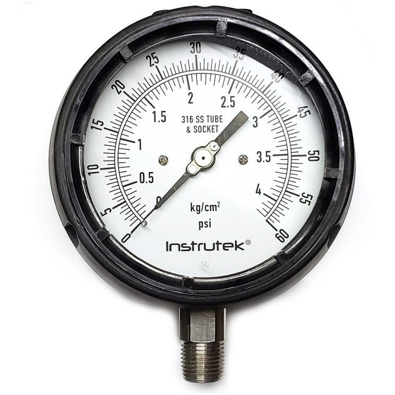 Pressure Gauge Phenolic Stainless Steel Glycerin Case 4.5 IN 60 Psi