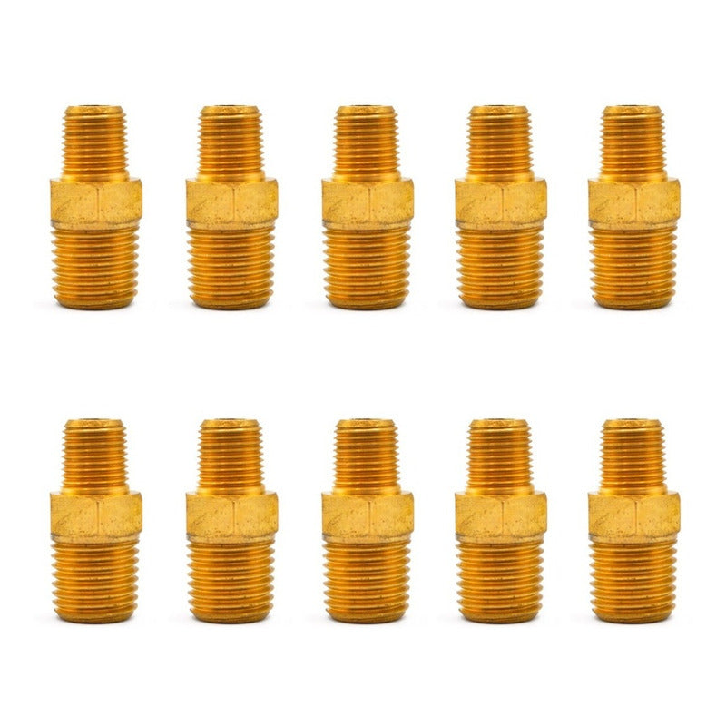 Niple Hexagonal De Latón 1/4 Npt X 1/8 Npt 10 Pz