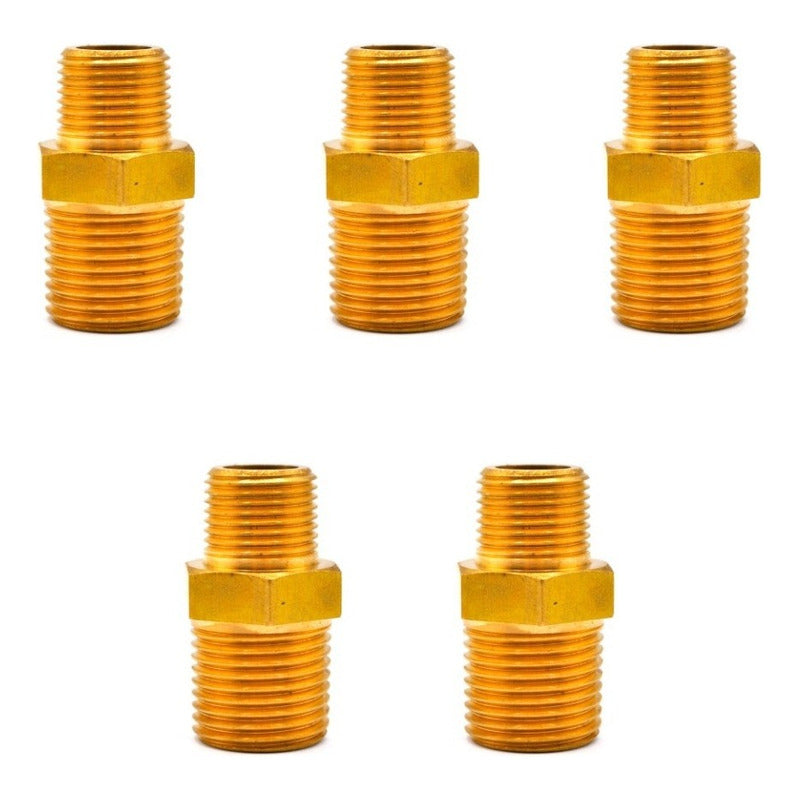 Niple Hexagonal De Latón 1/2 Npt X 3/8 Npt 5 Pz