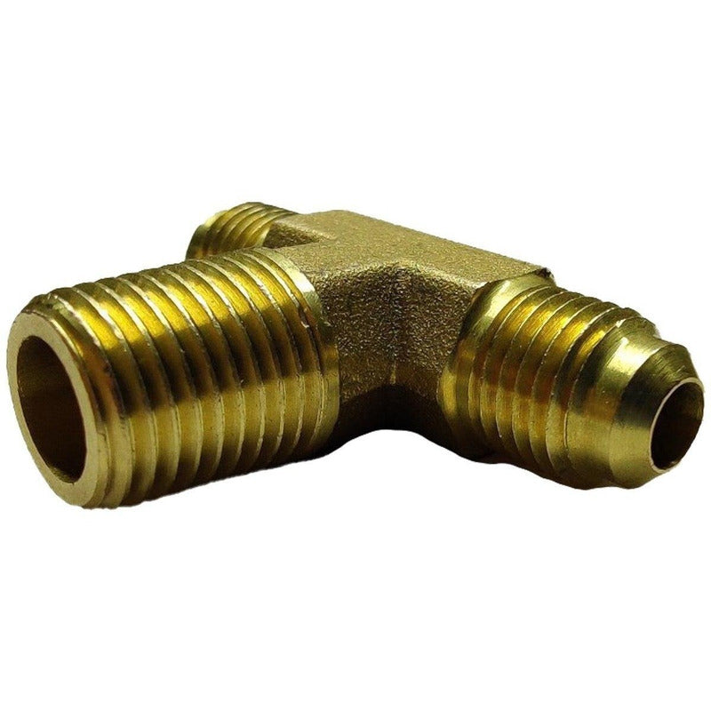 1/4 NPT Center x 1/4 Flare Brass Tee Connector