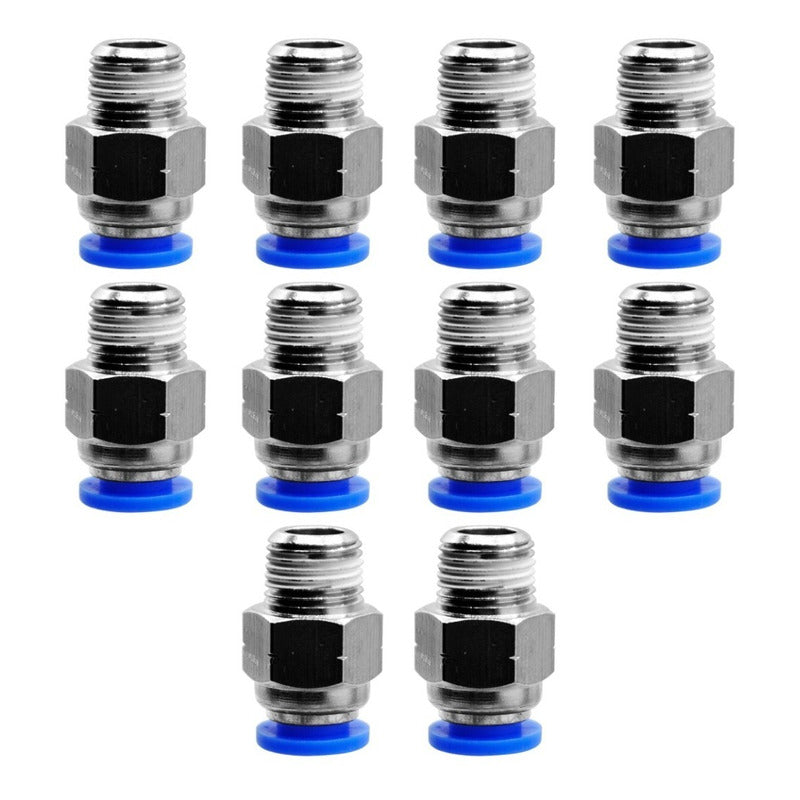 10 Pz De Conector/racor Rápido Neumático Recto 1/8 Npt X 6mm