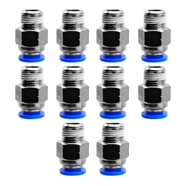10 Pc Quick Connect Pneumatic Straight 1/8 Npt X 6mm