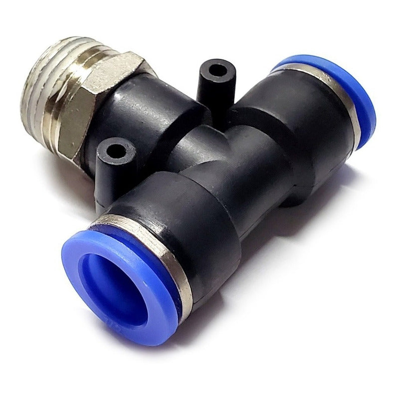 5pz Racor Rápido Neumático En Tee 1/2 Npt Macho X 1/2 Mang.