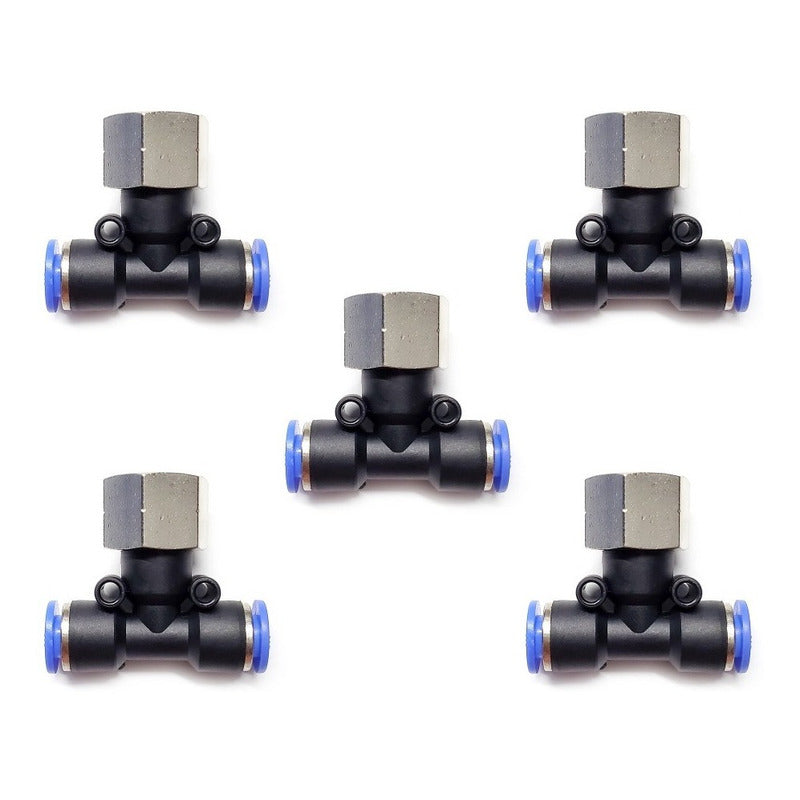 5pcs Pneumatic Quick Tee Fitting 1/4 Npt Female X 1/4 Mang.