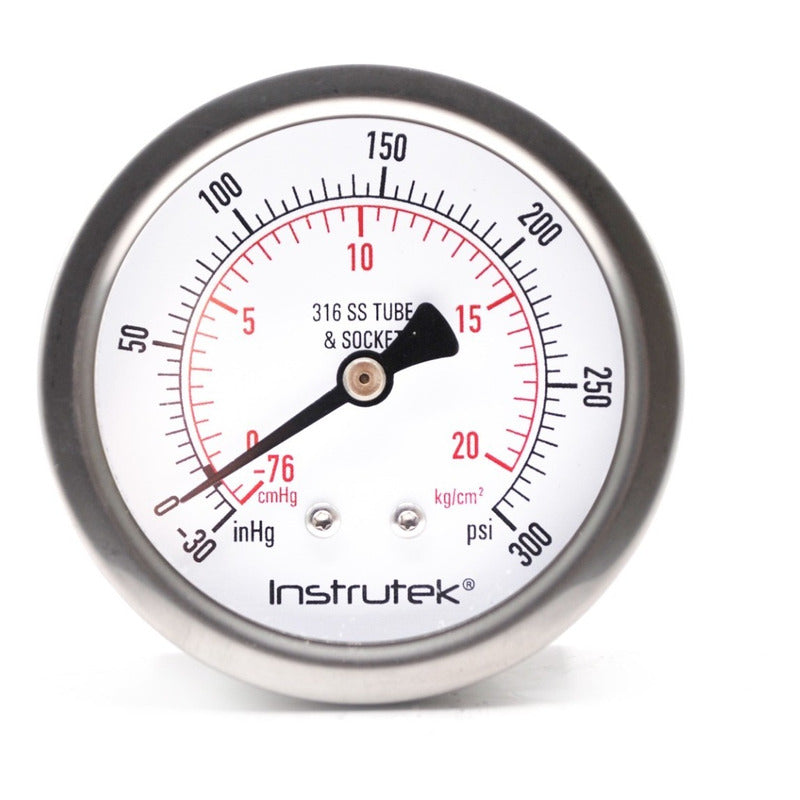 Pressure gauge, Glycerin 2.5 PLG -30 Inhg/300psi, Rear