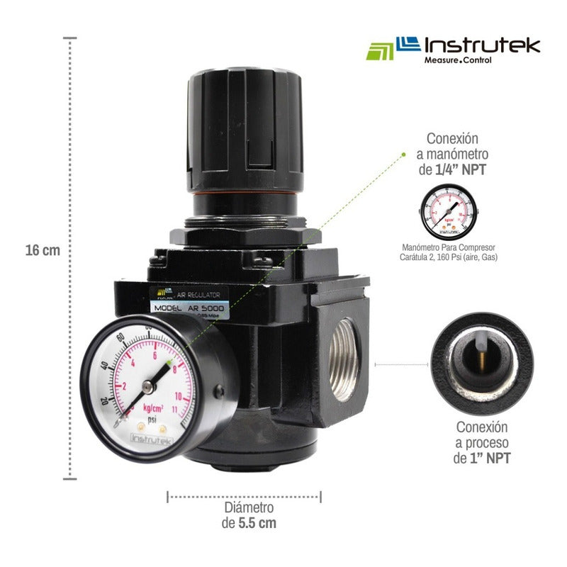 1 Inch 120 Psi Pneumatic Pressure Regulator with Gauge