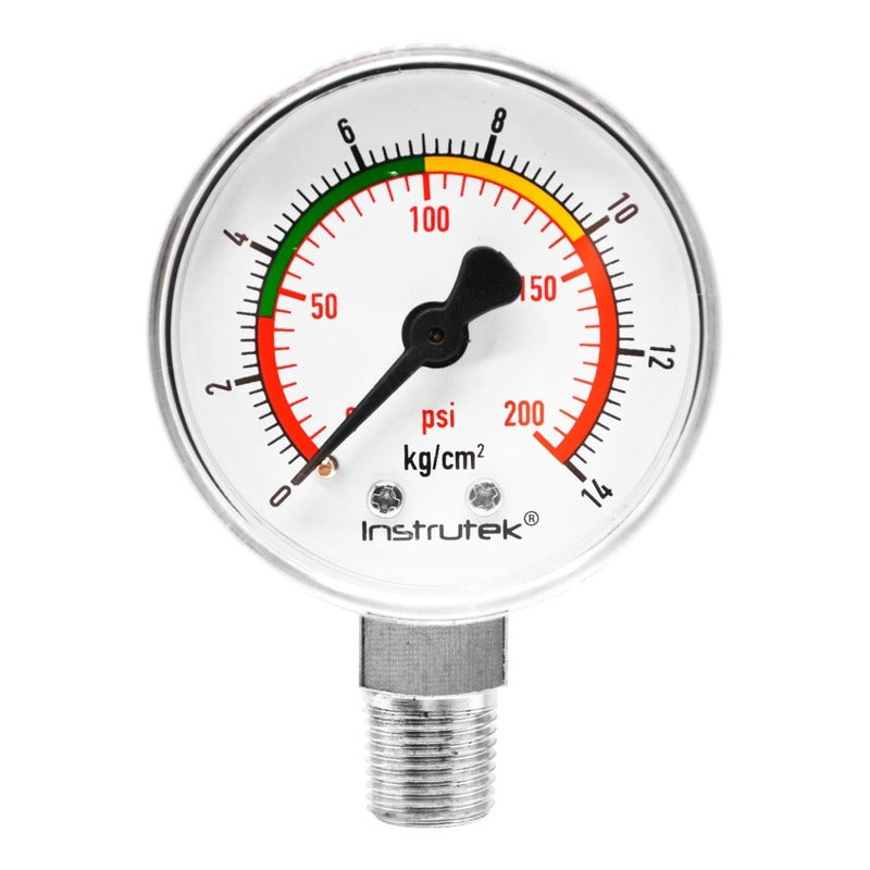 Manómetro 2 PLG Oxígeno Medicinal 200 Psi (14kg) Conex. 1/4