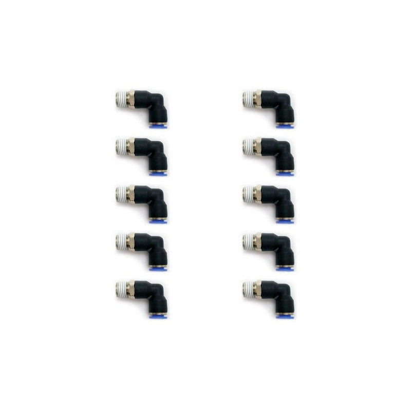 10 Pz De Conector/racor Rápido Neumático Codo 1/4 Npt X 8 Mm