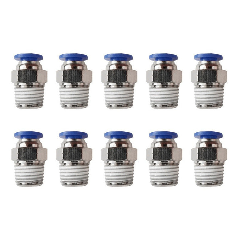 10 Pc Quick Connect Pneumatic Straight 1/4 Npt X 6mm