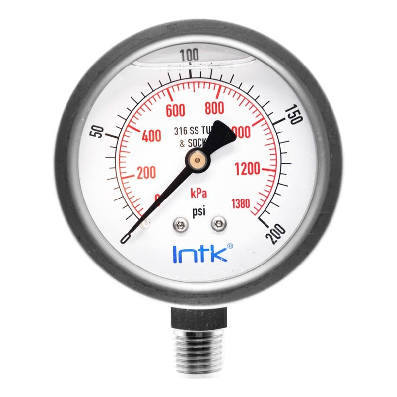 Pressure Gauge for Petrochemical and Water Handling 200 Psi Con. 1/4