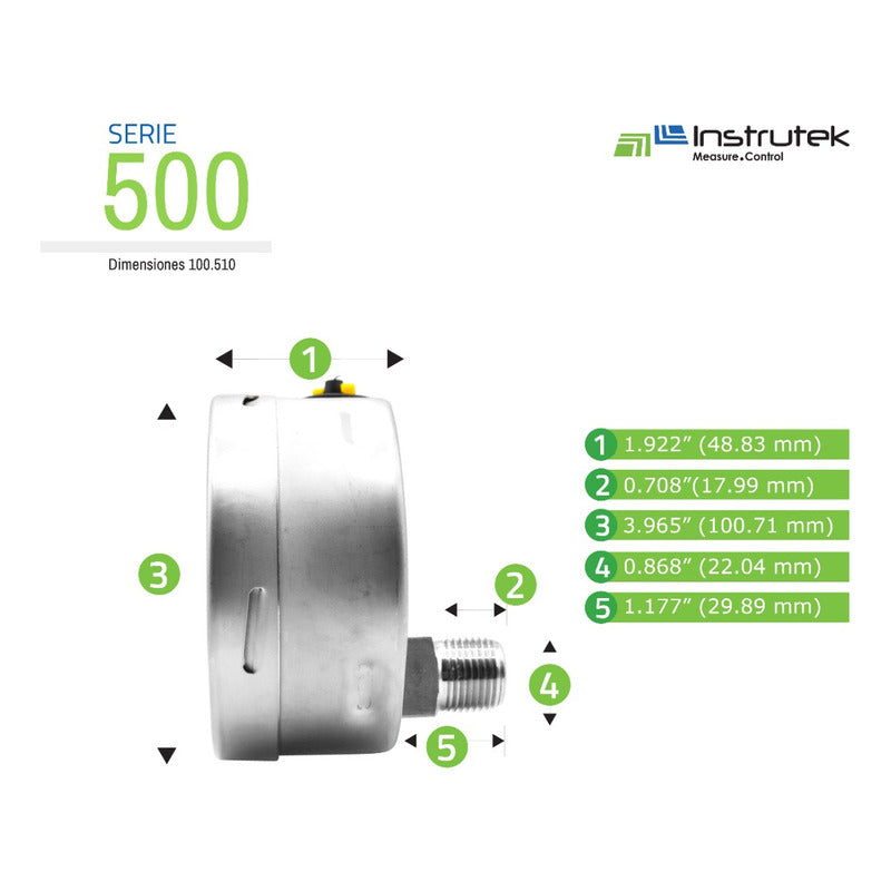 Manómetro Totalmente Inox Alta Presión 4 PLG, 3000 Psi