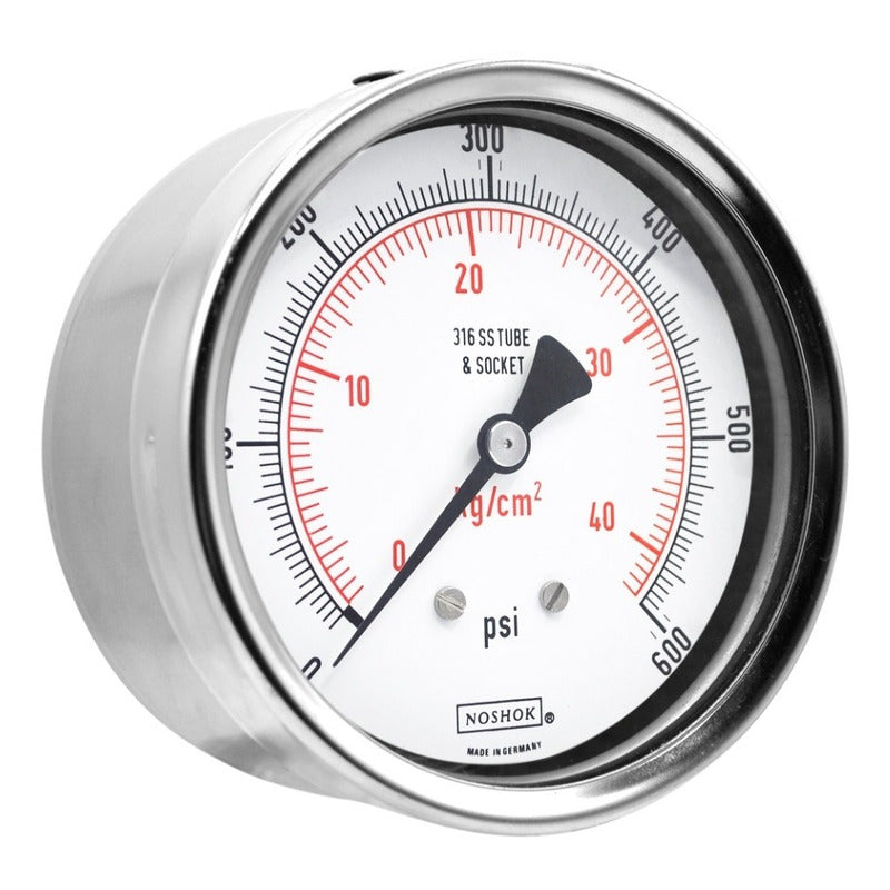 Manómetro Inox Noshok 4 PLG , 600 Psi, Conx. Posterior