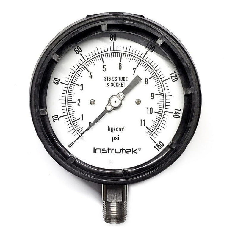 Pressure Gauge Phenolic Stainless Steel Glycerin Case 4.5 IN 160 Psi