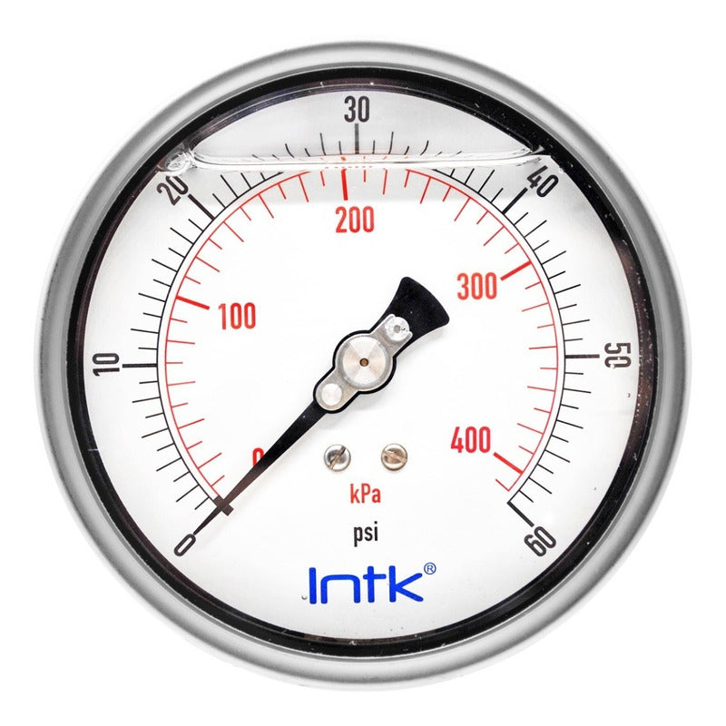 Inox Intk 4 PLG pressure gauge, 60 Psi 400 Kpa, Conx. Later