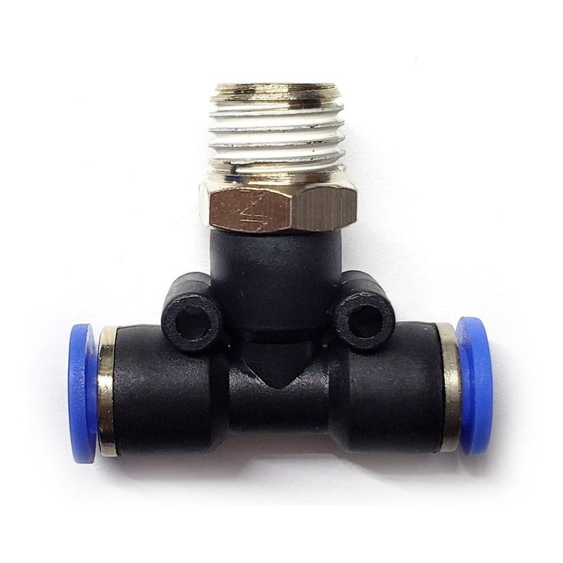 5pc Push-in Tee Pneumatic Fitting 1/4 Npt Male X 1/4 Hose.