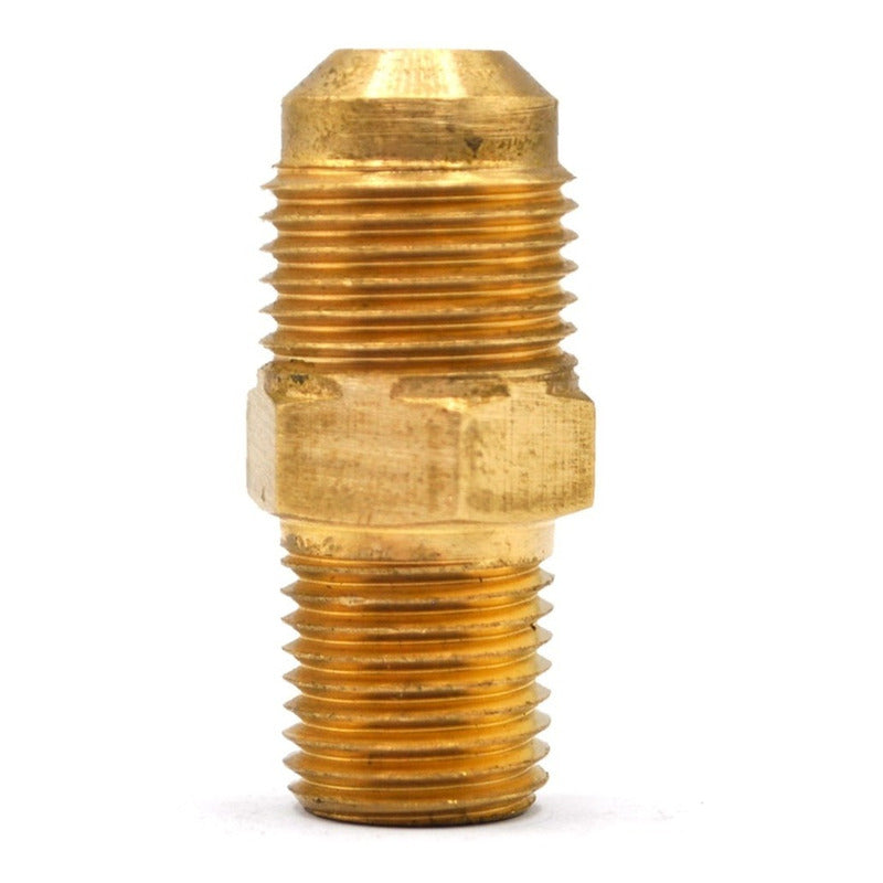 Straight Connector In Golden Brass 1/4 Npt X 3/8 Flare 5 Pz