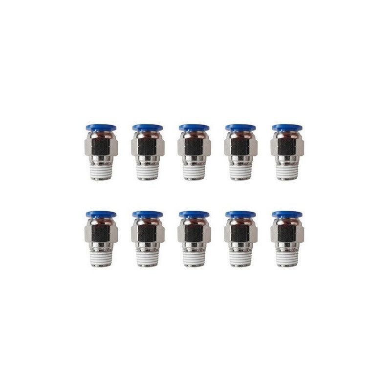 10 Pc Quick Connect Pneumatic Straight 1/4npt X 10mm