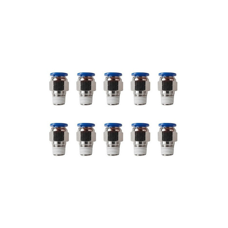 10 Pz De Conector/racor Rápido Neumático Recto 1/4npt X 10mm