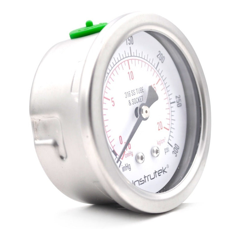 Pressure gauge, Glycerin 2.5 PLG -30 Inhg/300psi, Rear