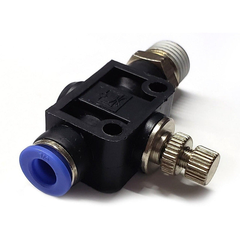 Straight Pneumatic Flow Regulator/Connector 1/4 Npt X 1/4