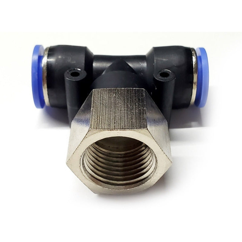 5pz Racor Rápido Neumático En Tee 1/2 Npt Hembra X 1/2 Mang.
