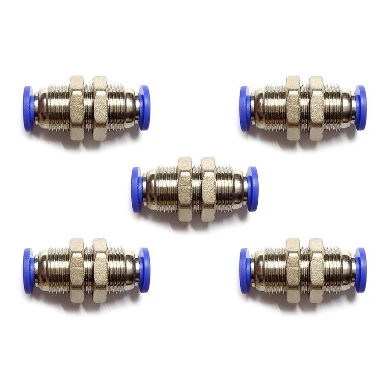 5 Pc of Straight Pneumatic Quick Connect Gland 6mm