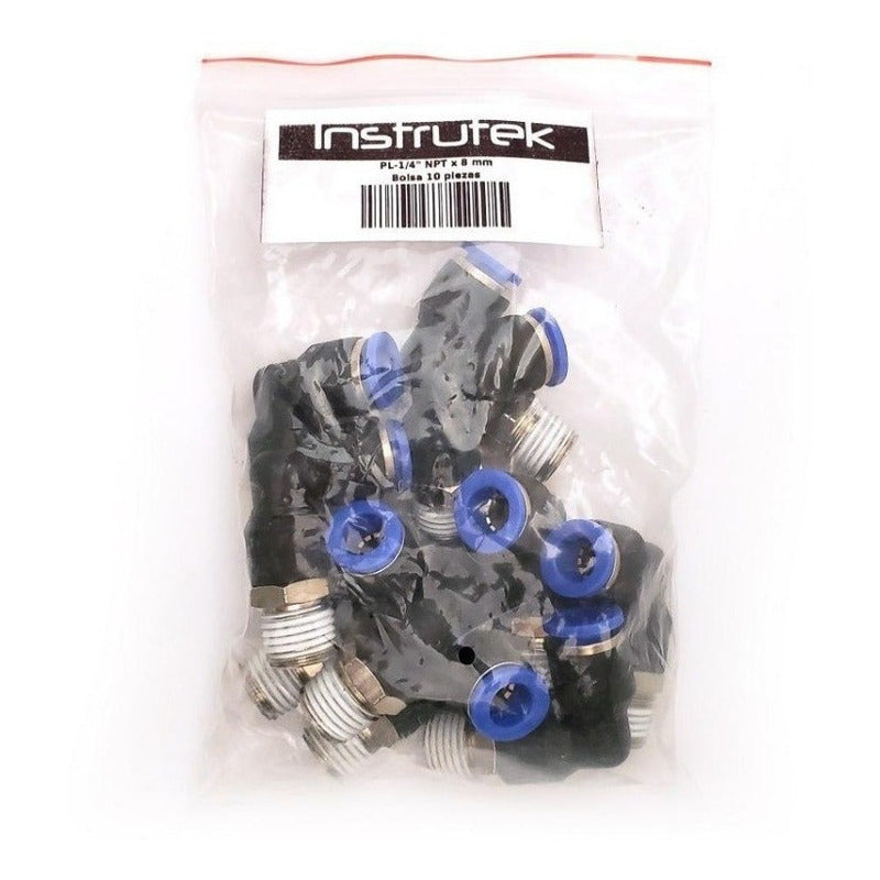 10 Pcs Pneumatic Quick Connector/Fitting Elbow 1/4 Npt X 8 Mm