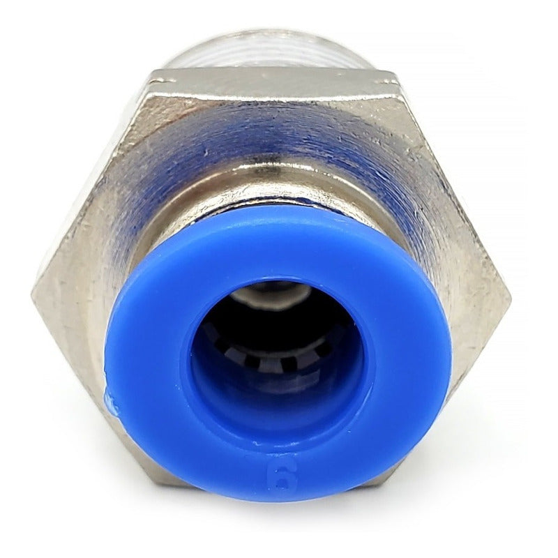 10 Pcs Straight Pneumatic Quick Connector/Fitting 3/8 Npt X 6mm