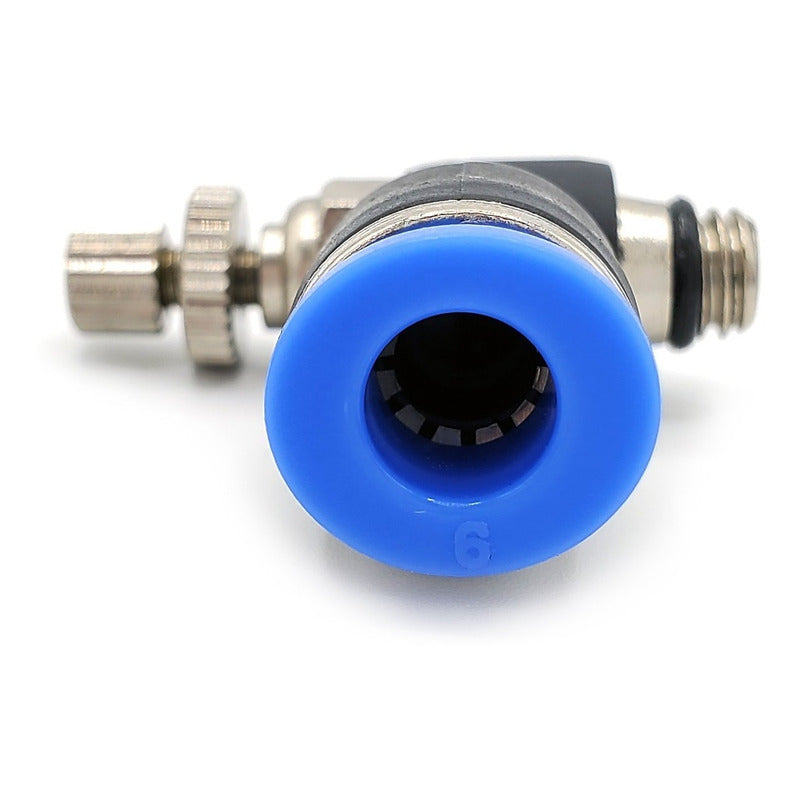 Conector / Regulador De Caudal Neumático Codo Rosca M6 X 6mm