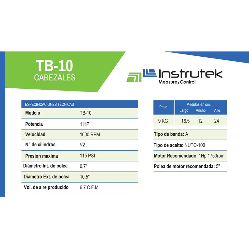 Air Pump (for air compressor) / Instrutek Tb-10  (1 H.p.)