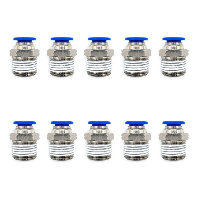 10 Pc Of Straight Pneumatic Quick Connector / Fitting 3/8 Npt X 8mm