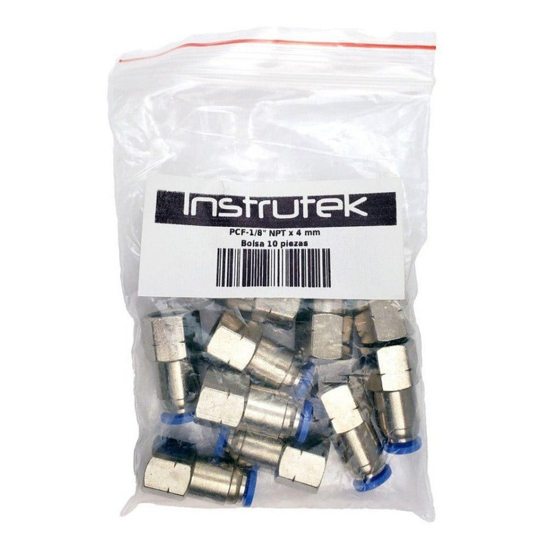 10 Pz De Conector/racor Neumático Recto Hembra 1/8  X 4mm