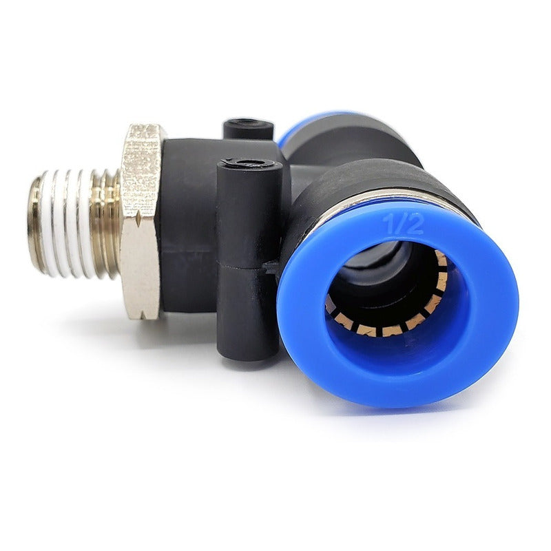 5pz Racor Neumático En Tee 1/4 Npt X 1/2