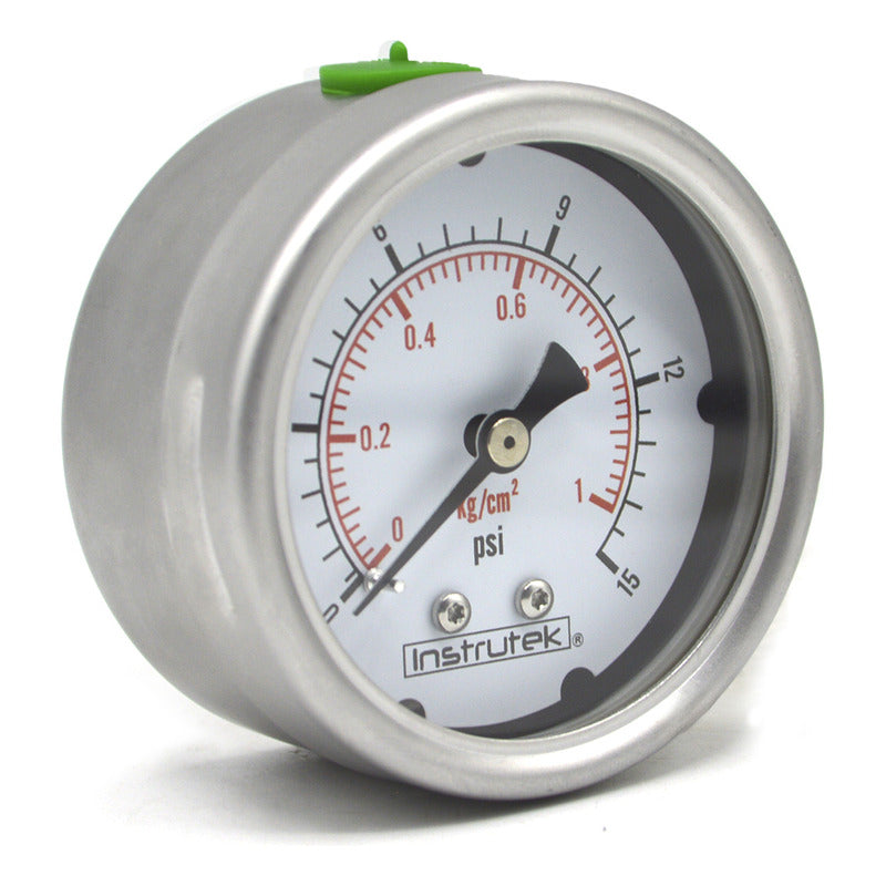 Stainless Steel Glycerin Pressure Gauge 2.5 IN, 15 Psi (Air, Water)