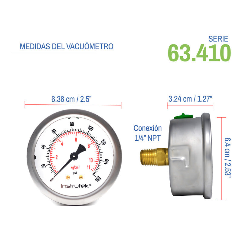 Premium Stainless Steel Glycerin Pressure Gauge 2.5 PLG, 160 Psi