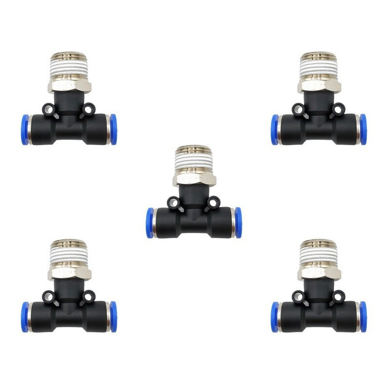 5pz Racor Neumático En Tee 3/8 Npt X 6mm