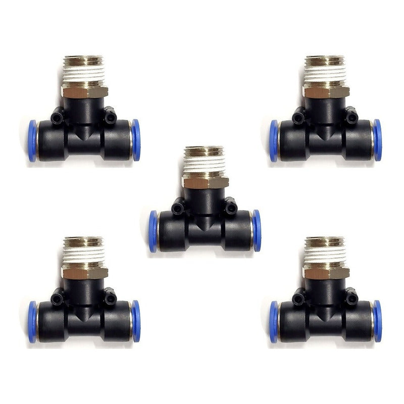 5pz Pneumatic Quick Fitting On Tee 1/2 Npt Male X 12mm Mang.
