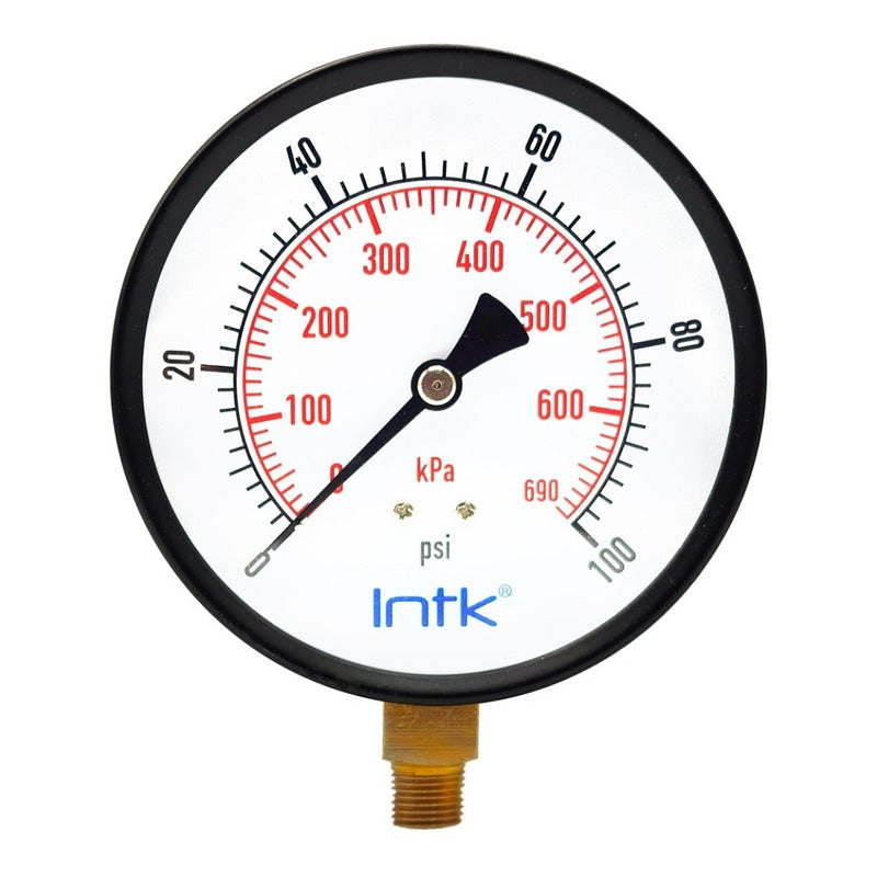 Manómetro Para Compresor Carátula 4 PLG 100 Psi (aire, Gas)