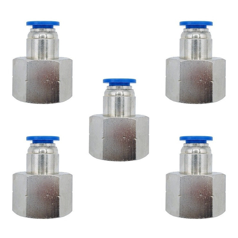 5 Pc of Straight Female Pneumatic Connector/Fitting 1/2 Npt X 8mm
