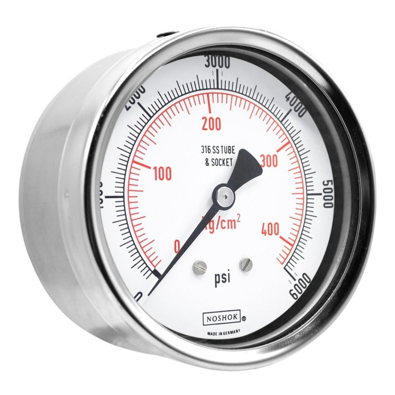 Noshok 4 PLG Stainless Steel Pressure Gauge, 6000 Psi, Conx. Later