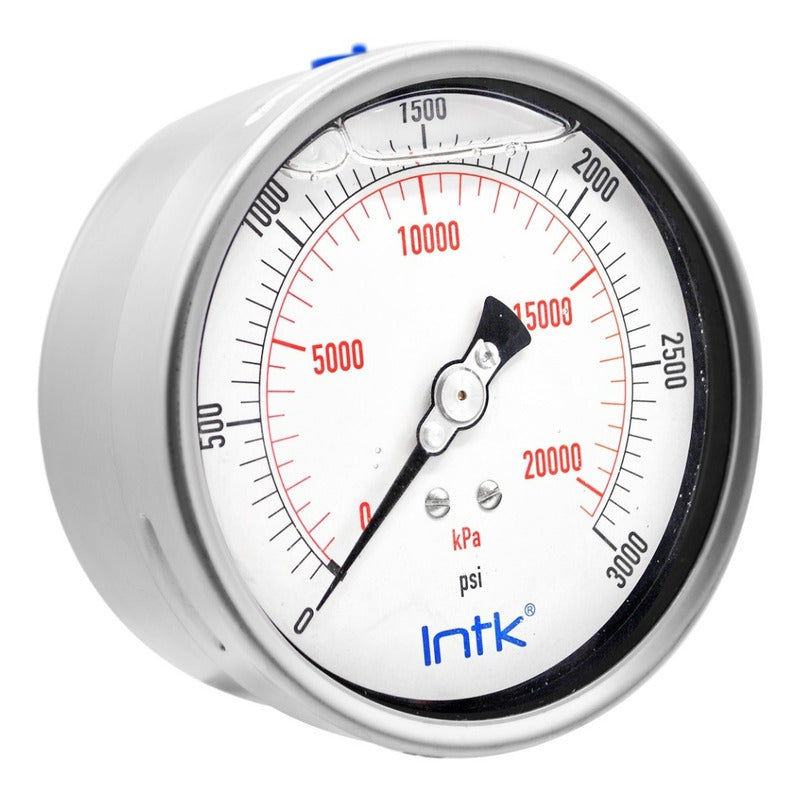 Inox Intk 4 PLG pressure gauge, 3000 Psi 20000 Kpa With Rear