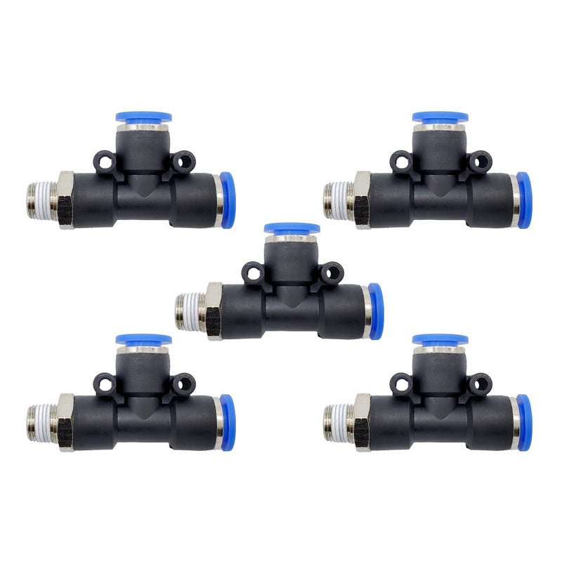 5 Pz Pneumatic Quick Connector/fitting Tee R/lateral 1/8 X 8mm